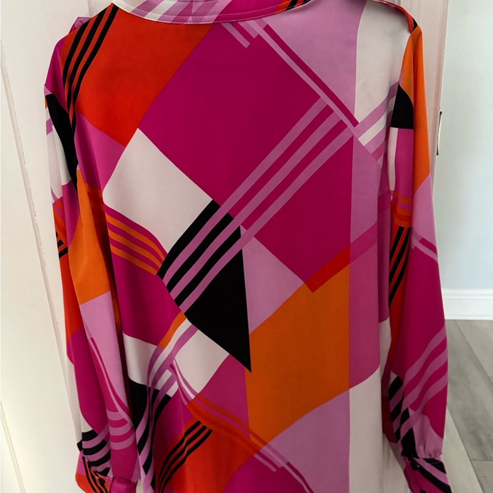 Karl Lagerfeld Pink and Orange Geometric Blouse - Picture 2 of 4